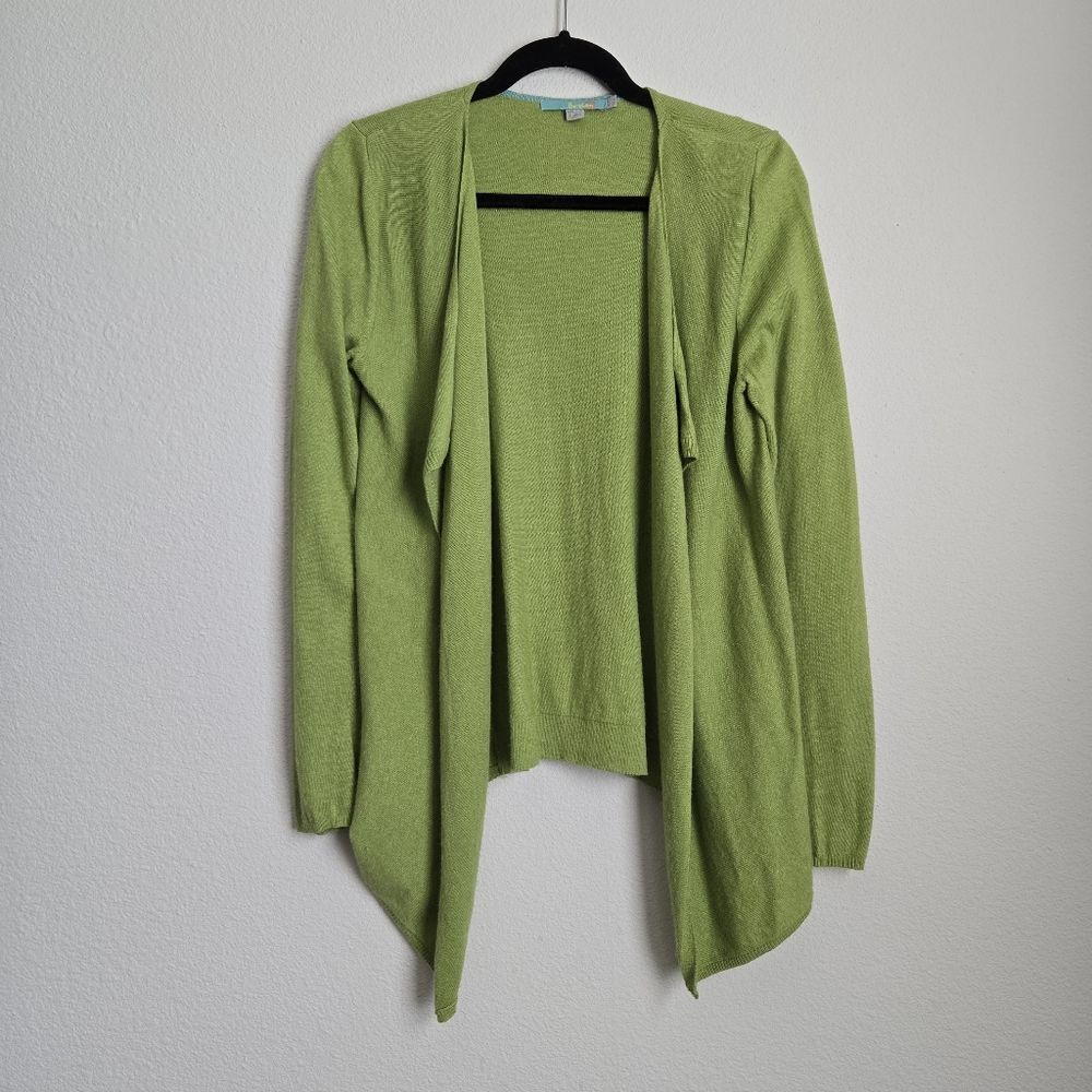 Boden Open Cardigan Cotton Cashmere Angora Rabbit Hair Blend Size 6 Green